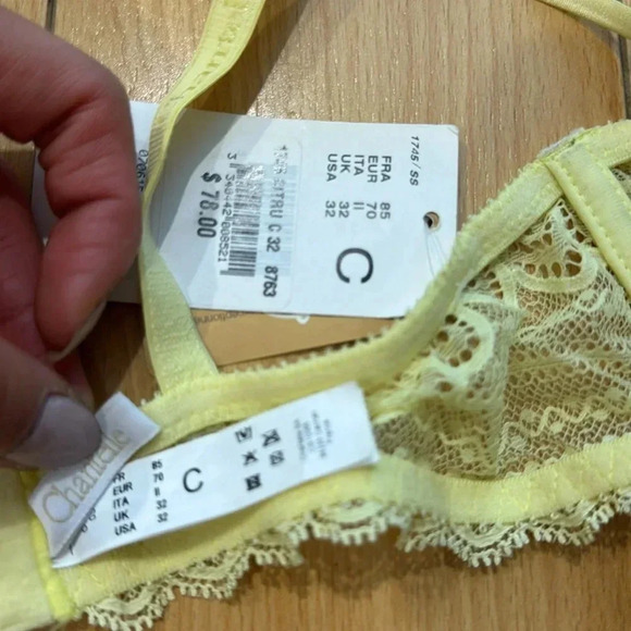 CHANTELLE NWT Light Yellow Merci Demi Bra Lace 1745 Citrus 32C - Picture 7 of 7